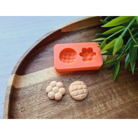 Silicone mold, Bread, style 3, 2 elements, ~ Ø 1.8-1.9 cm, H:0.6 cm