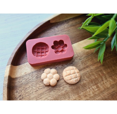 Silicone mold, Bread, style 3, 2 elements, ~ Ø 1.8-1.9 cm, H:0.6 cm