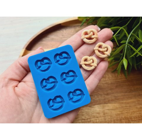 Silicone mold, Pretzel, style 3, 6 elements, ~ 1.5*1.9 cm,H:0.3 cm