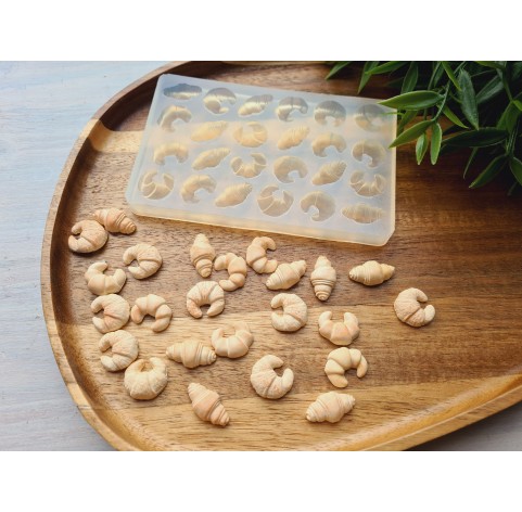 Silicone mold, Croissants, style 4, 24 elements, ~ 1-1.8 cm, H:0.6-0.7 cm