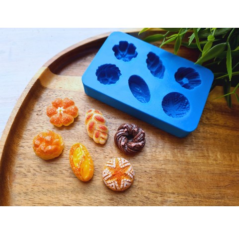 Silicone mold, Bread, style 6, 6 elements, ~ 1.3-2.6 cm, H:0.8-1 cm