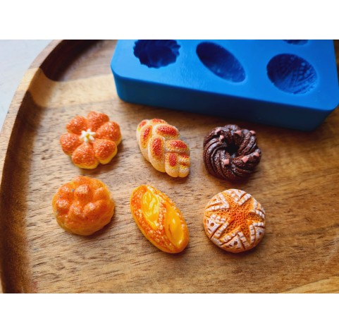 Silicone mold, Bread, style 6, 6 elements, ~ 1.3-2.6 cm, H:0.8-1 cm