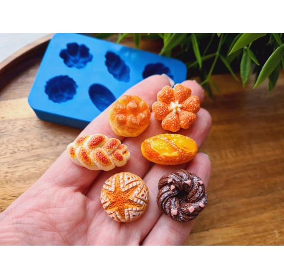 Silicone mold, Bread, style 6, 6 elements, ~ 1.3-2.6 cm, H:0.8-1 cm