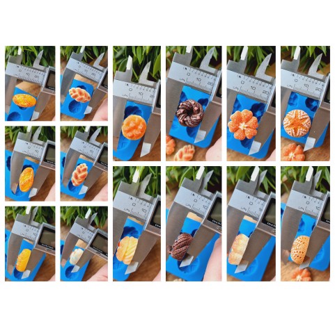 Silicone mold, Bread, style 6, 6 elements, ~ 1.3-2.6 cm, H:0.8-1 cm