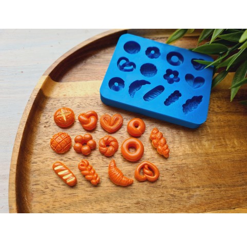 Silicone mold, Bread, style 7, 12 elements, ~ 0.7-2.1 cm, H0.4-0.6 cm