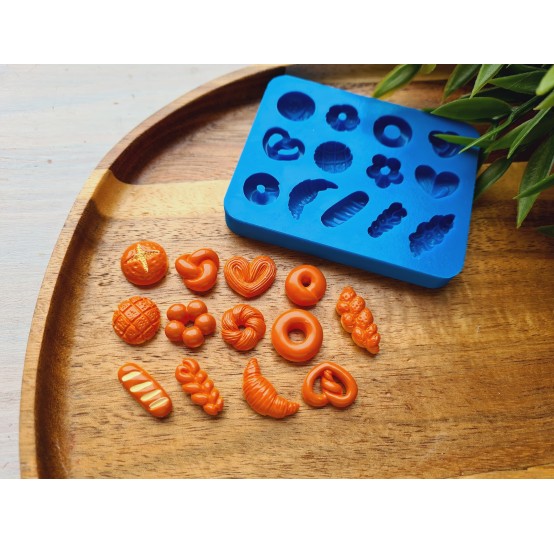 Silicone mold, Bread, style 7, 12 elements, ~ 0.7-2.1 cm, H0.4-0.6 cm