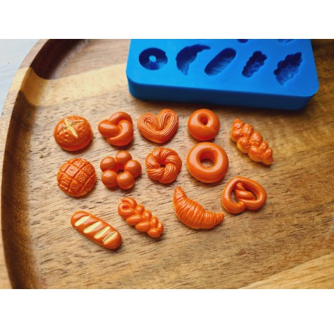 Silicone mold, Bread, style 7, 12 elements, ~ 0.7-2.1 cm, H0.4-0.6 cm