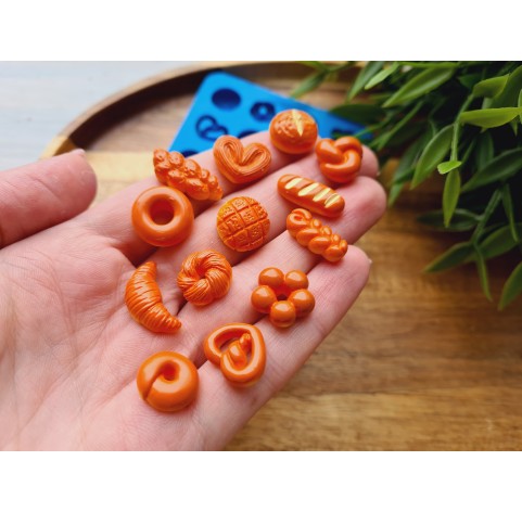 Silicone mold, Bread, style 7, 12 elements, ~ 0.7-2.1 cm, H0.4-0.6 cm