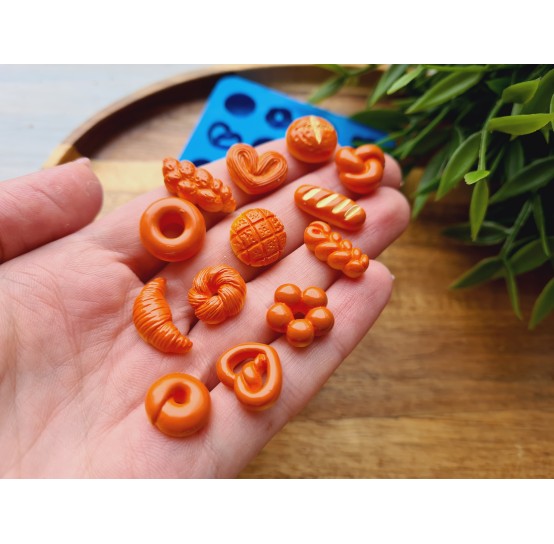 Silicone mold, Bread, style 7, 12 elements, ~ 0.7-2.1 cm, H0.4-0.6 cm
