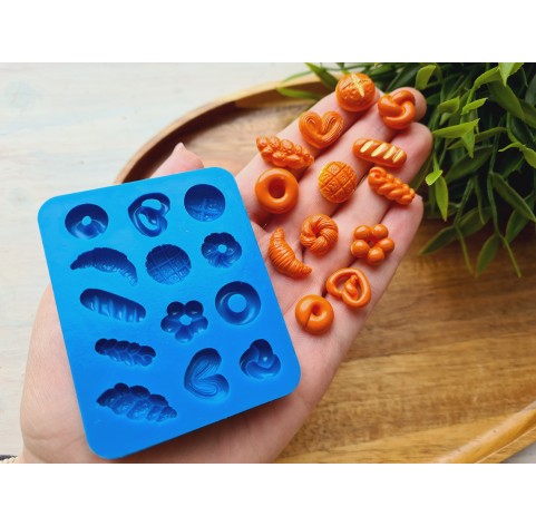 Silicone mold, Bread, style 7, 12 elements, ~ 0.7-2.1 cm, H0.4-0.6 cm