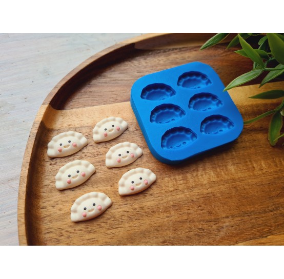 Silicone mold, Dumpling, style 2, with smile, 6 elements, ~ 1.3*2.3 cm, H:0.6 cm