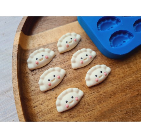 Silicone mold, Dumpling, style 2, with smile, 6 elements, ~ 1.3*2.3 cm, H:0.6 cm