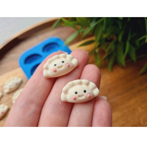 Silicone mold, Dumpling, style 2, with smile, 6 elements, ~ 1.3*2.3 cm, H:0.6 cm