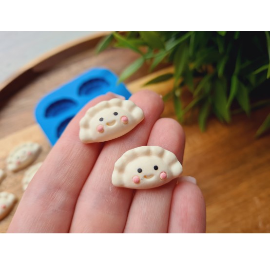 Silicone mold, Dumpling, style 2, with smile, 6 elements, ~ 1.3*2.3 cm, H:0.6 cm