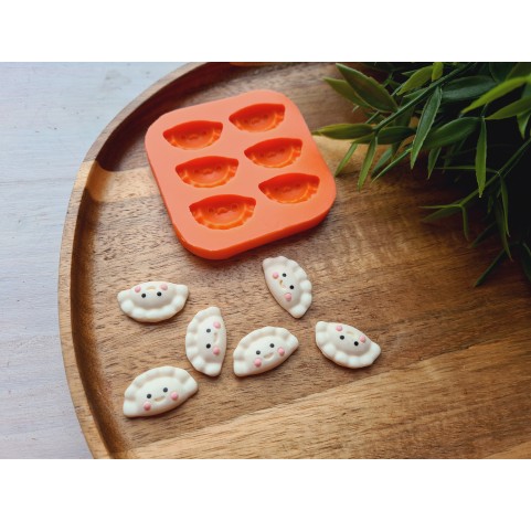 Silicone mold, Dumpling, style 2, with smile, 6 elements, ~ 1.3*2.3 cm, H:0.6 cm