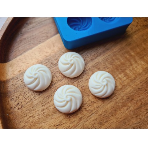 Silicone mold, Dumpling, style 3, 4 elements, ~ Ø 1.7 cm, H:0.8 cm