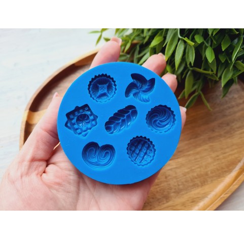 Silicone mold, Buns set, 1:6 scale, style 4, 7 elements, ~ 1.3-2.6 cm, H:0.6-0.8 cm