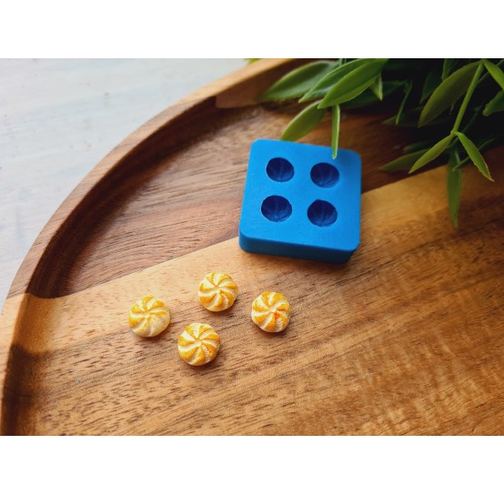 Silicone mold, Dumpling, 1:12 scale, style 4, 4 elements, ~ Ø 0.9 cm, H:0.5 cm
