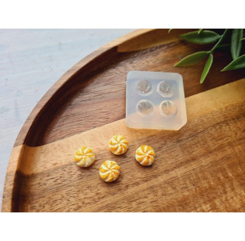 Silicone mold, Dumpling, 1:12 scale, style 4, 4 elements, ~ Ø 0.9 cm, H:0.5 cm