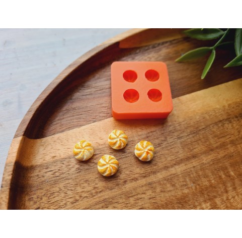 Silicone mold, Dumpling, 1:12 scale, style 4, 4 elements, ~ Ø 0.9 cm, H:0.5 cm