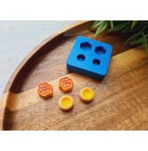 Silicone mold, Cake, 1:12 scale, style 1, 4 elements, ~ Ø 1 cm, H:0.5 cm