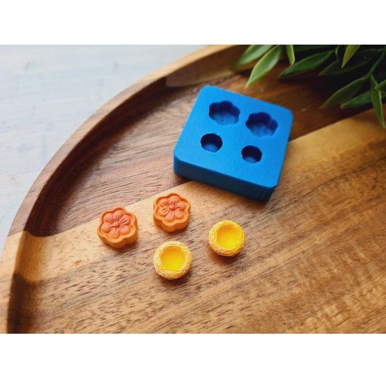 Silicone mold, Cake, 1:12 scale, style 1, 4 elements, ~ Ø 1 cm, H:0.5 cm