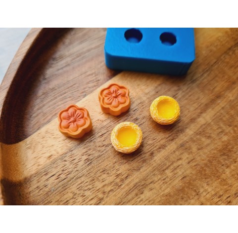 Silicone mold, Cake, 1:12 scale, style 1, 4 elements, ~ Ø 1 cm, H:0.5 cm