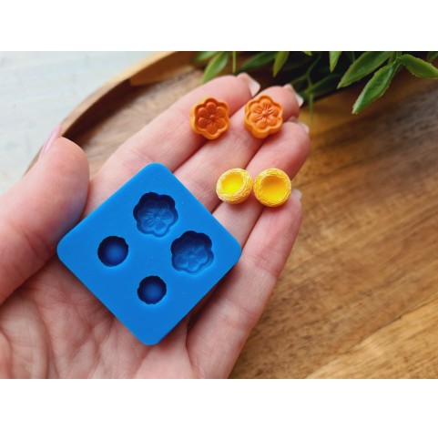 Silicone mold, Cake, 1:12 scale, style 1, 4 elements, ~ Ø 1 cm, H:0.5 cm