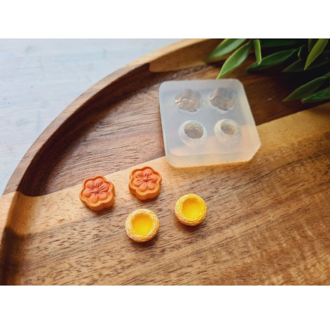 Silicone mold, Cake, 1:12 scale, style 1, 4 elements, ~ Ø 1 cm, H:0.5 cm