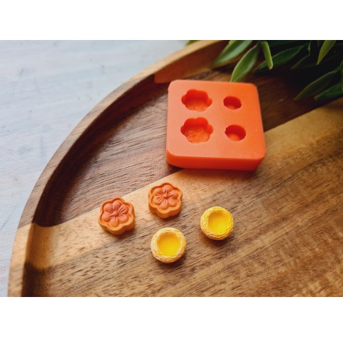 Silicone mold, Cake, 1:12 scale, style 1, 4 elements, ~ Ø 1 cm, H:0.5 cm