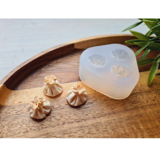 Silicone mold, Khinkali, 1:6 scale, style 1, 3 elements, ~ Ø 1.5 cm, H:1.2 cm