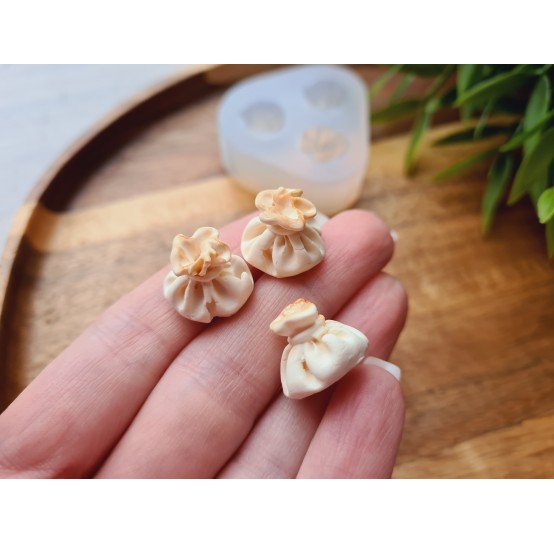Silicone mold, Khinkali, 1:6 scale, style 1, 3 elements, ~ Ø 1.5 cm, H:1.2 cm