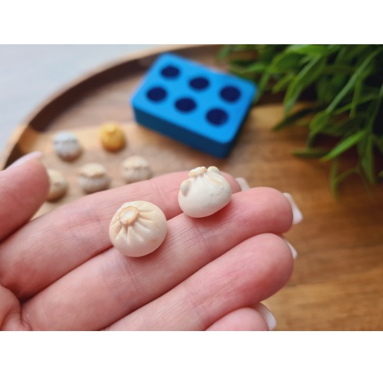 Silicone mold, Khinkali, 1:6 scale, style 2, cute animals, 6 elements, ~ Ø 1.3 cm, H:0.9 cm