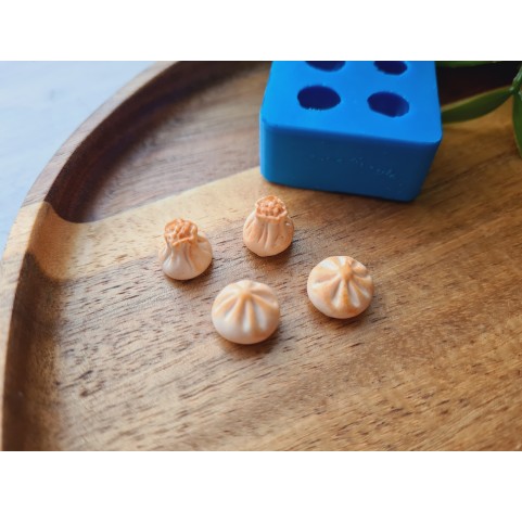 Silicone mold, Khinkali, 1:6 scale, style 3, 4 elements, ~ Ø 1.3 cm, H:0.9 cm