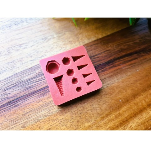 Silicone mold, Mini ice cream, style 1, 10 elements, ~ 0.3-1.6 cm, H:0.3-0.7 cm