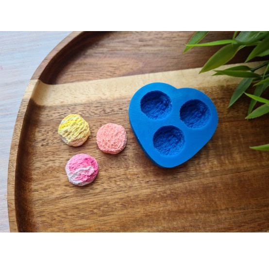 Silicone mold, Ice cream ball, style 7, 3 elements, ~ Ø 1.6 cm, H:0.9 cm