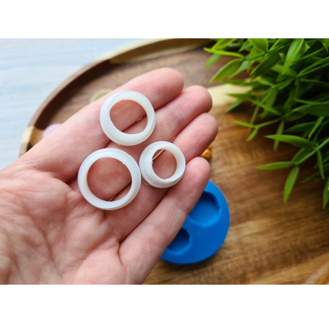 Silicone mold, Macaron, style 1, 3 elements, ~ Ø 1.5-2 cm, H:0.5-0.7 cm + 3 cutters Ø 1.3-1.6 cm