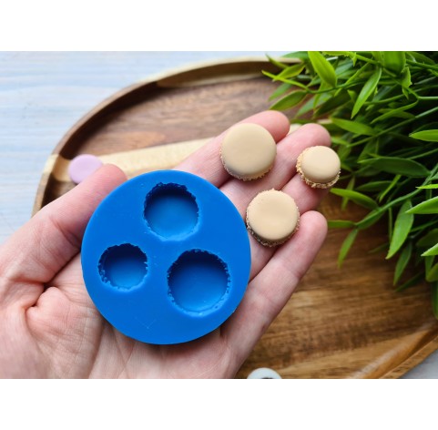 Silicone mold, Macaron, style 1, 3 elements, ~ Ø 1.5-2 cm, H:0.5-0.7 cm + 3 cutters Ø 1.3-1.6 cm