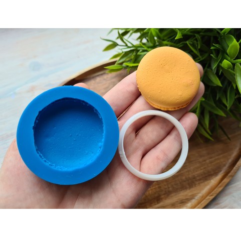 Silicone mold, Macaron, style 3, ~ Ø 4.5 cm, H:1 cm + cutter Ø 4.1 cm