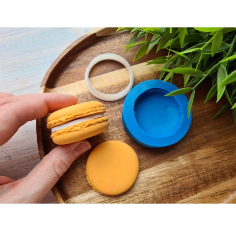 Silicone mold, Macaron, style 3, ~ Ø 4.5 cm, H:1 cm + cutter Ø 4.1 cm