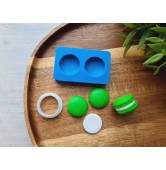 Silicone mold, Macaron, style 4, 2 elements, ~ Ø 2.4 cm, H:0.7 cm + cutter Ø 2.2 cm