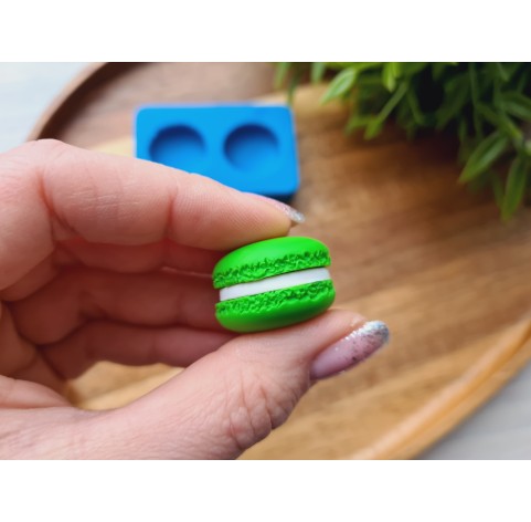 Silicone mold, Macaron, style 4, 2 elements, ~ Ø 2.4 cm, H:0.7 cm + cutter Ø 2.2 cm