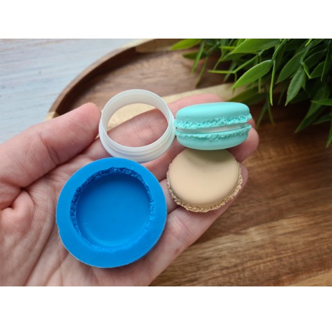 Silicone mold, Macaron, style 6, ~ Ø 3.2 cm, H:0.7 cm + cutter Ø 2.8 cm