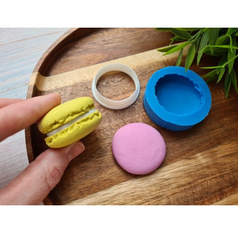 Silicone mold, Macaron, style 8, ~ Ø 3.9 cm, H:1 cm + cutter Ø 3.3 cm