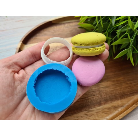 Silicone mold, Macaron, style 8, ~ Ø 3.9 cm, H:1 cm + cutter Ø 3.3 cm