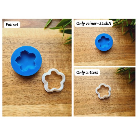 Silicone mold, Macaron, style 9, flower, ~ Ø 2.4 cm, H:0.6 cm + cutter Ø 2.3 cm