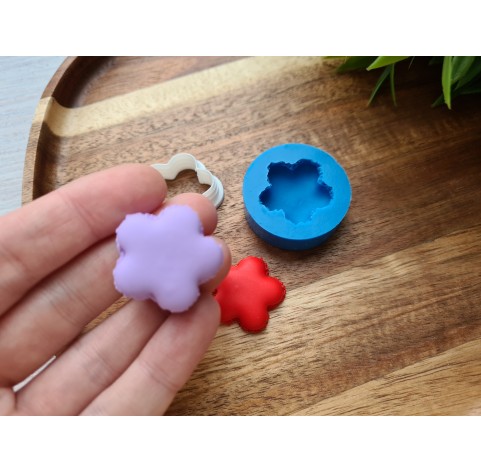 Silicone mold, Macaron, style 9, flower, ~ Ø 2.4 cm, H:0.6 cm + cutter Ø 2.3 cm