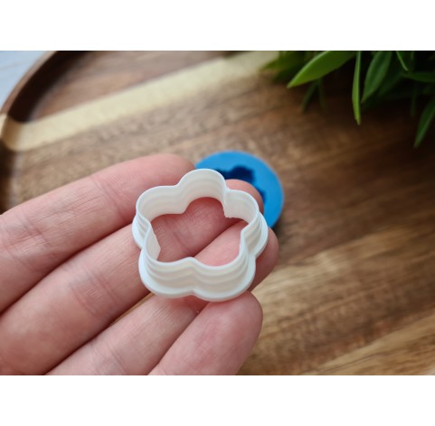 Silicone mold, Macaron, style 9, flower, ~ Ø 2.4 cm, H:0.6 cm + cutter Ø 2.3 cm