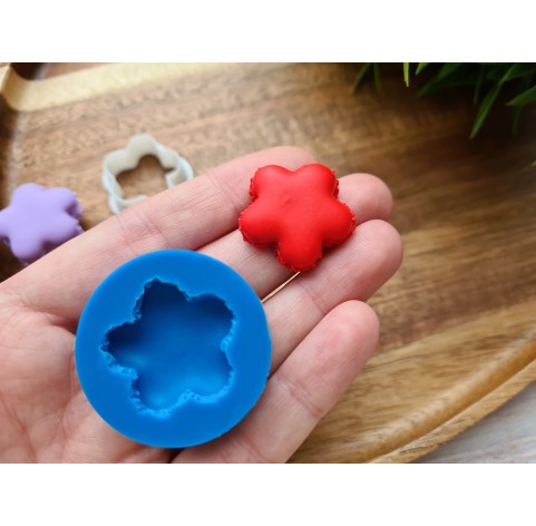 Silicone mold, Macaron, style 9, flower, ~ Ø 2.4 cm, H:0.6 cm + cutter Ø 2.3 cm