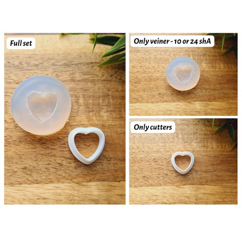 Silicone mold, Macaron, style 10, heart, small, ~ 1.8*1.9 cm, H:0.6 cm + cutter Ø 1.7 cm